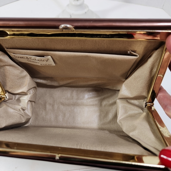 Town and country shoes pantent bronze brown vintage 50s 60s handbag evc - Picture 5 of 16